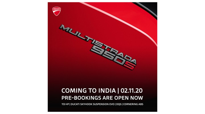 Ducati India opens pre-bookings for Multistrada 950 S prior to 2nd November launch