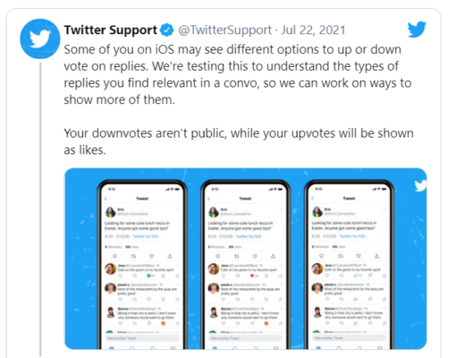 Twitter brings upvote and downvote feature - Exhibit Tech 