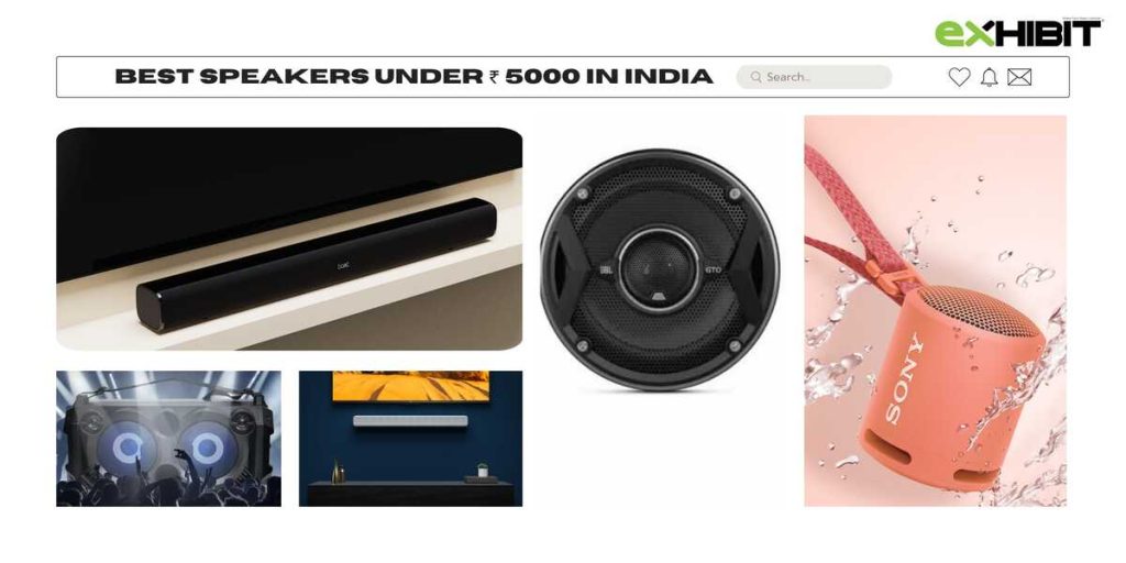 Banner for under 5000 rupees speaker featuring the brands