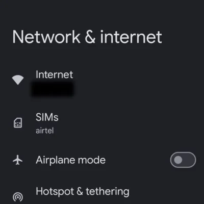 Android phone showing the Wi-Fi settings screen in the Settings app.