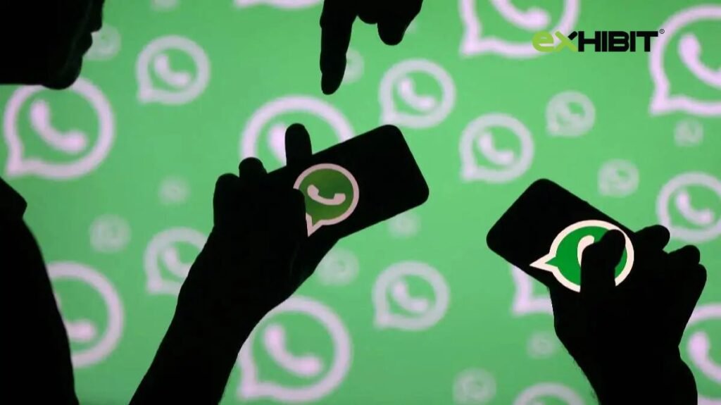 Illustration showing WhatsApp Logo on Phones and Background