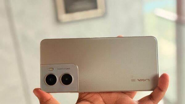 Rear view of Lava Blaze Dragon 5G showcasing its minimalist design and camera housing.
