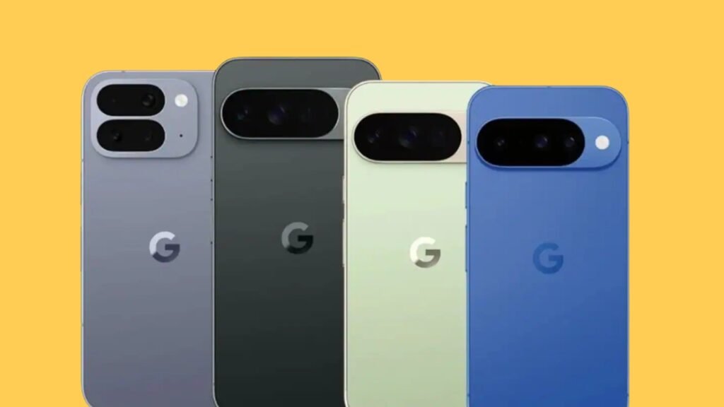 Google Pixel 10 series in yellow background