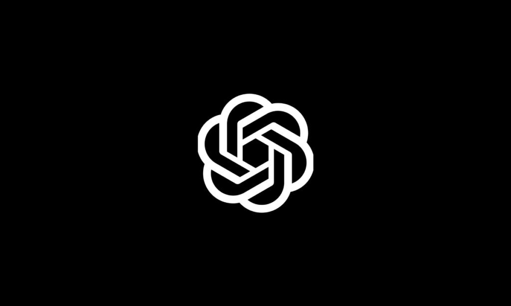 Logo of OpenAI in black background