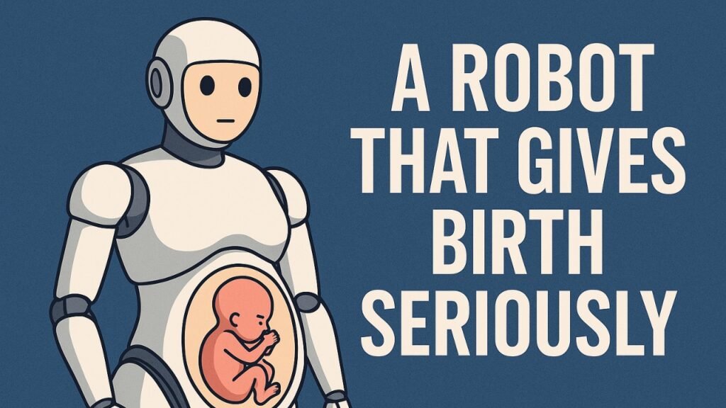 A white robot with a baby